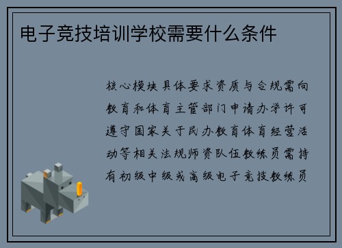 电子竞技培训学校需要什么条件